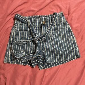 American Eagle Outfitters Blue Striped Jean Shorts